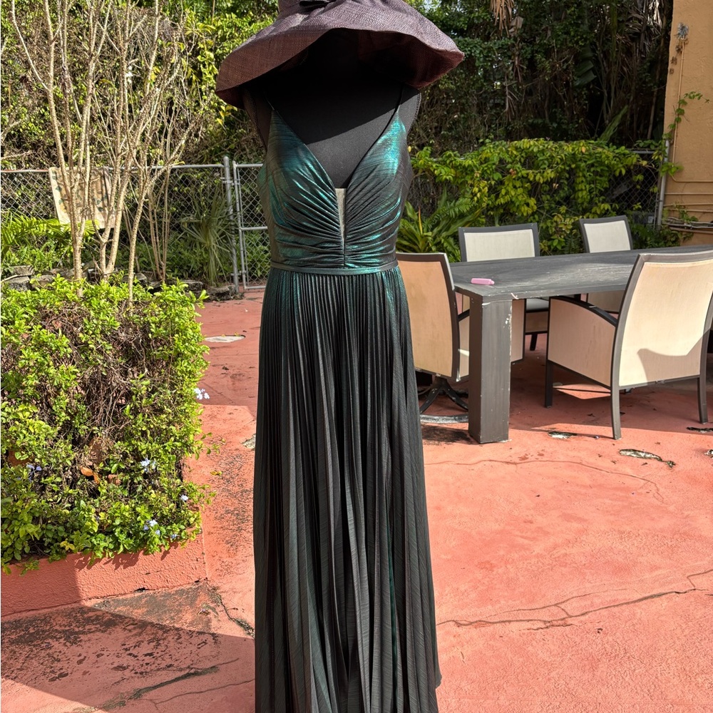 JDO COUTURE Metallic Green Maxi Dress